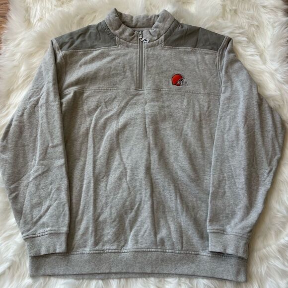 Men's Vineyard Vines Gray Cleveland Browns Shep Shirt Quarter-Zip Pullover - Picture 1 of 7